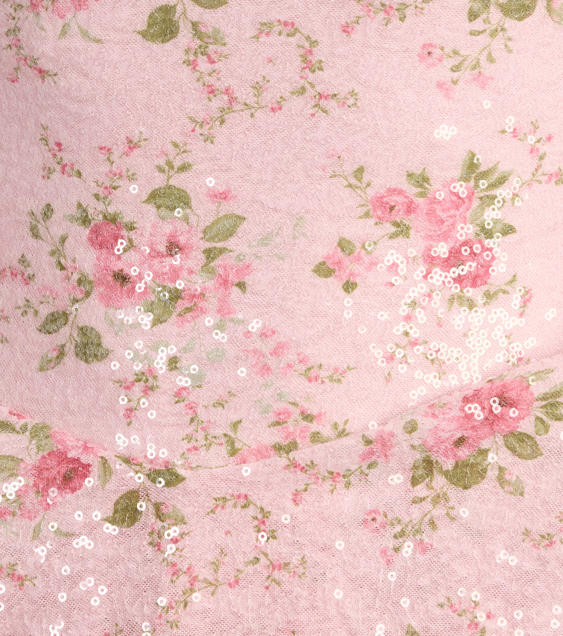 Soft Sparkle Floral Sequin Ruffle Skater Dress