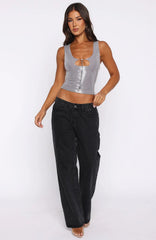 Nostalgic Nights Sequin Top Smoke