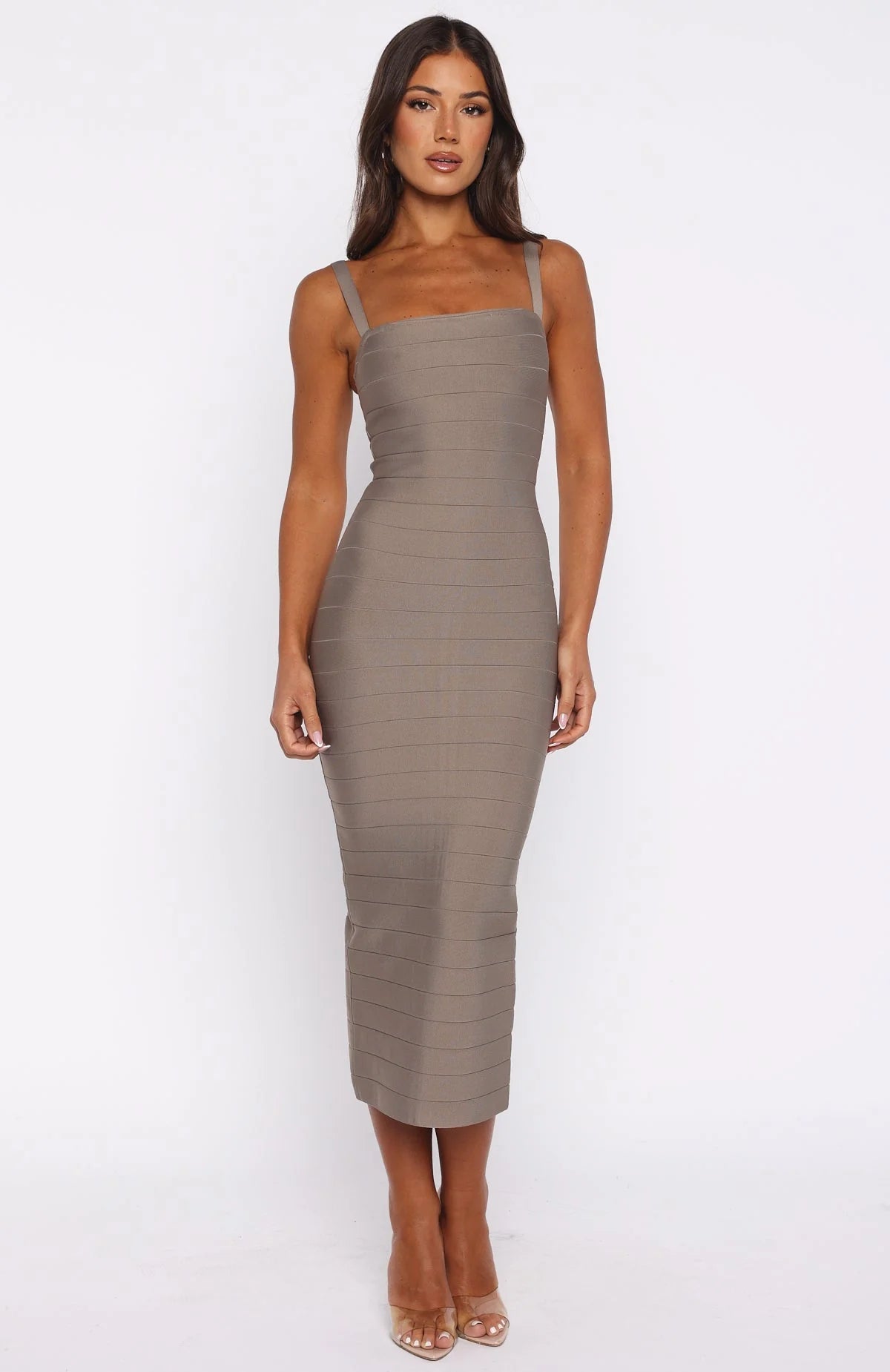 Sugar And Spice Bandage Midi Dress Mocha